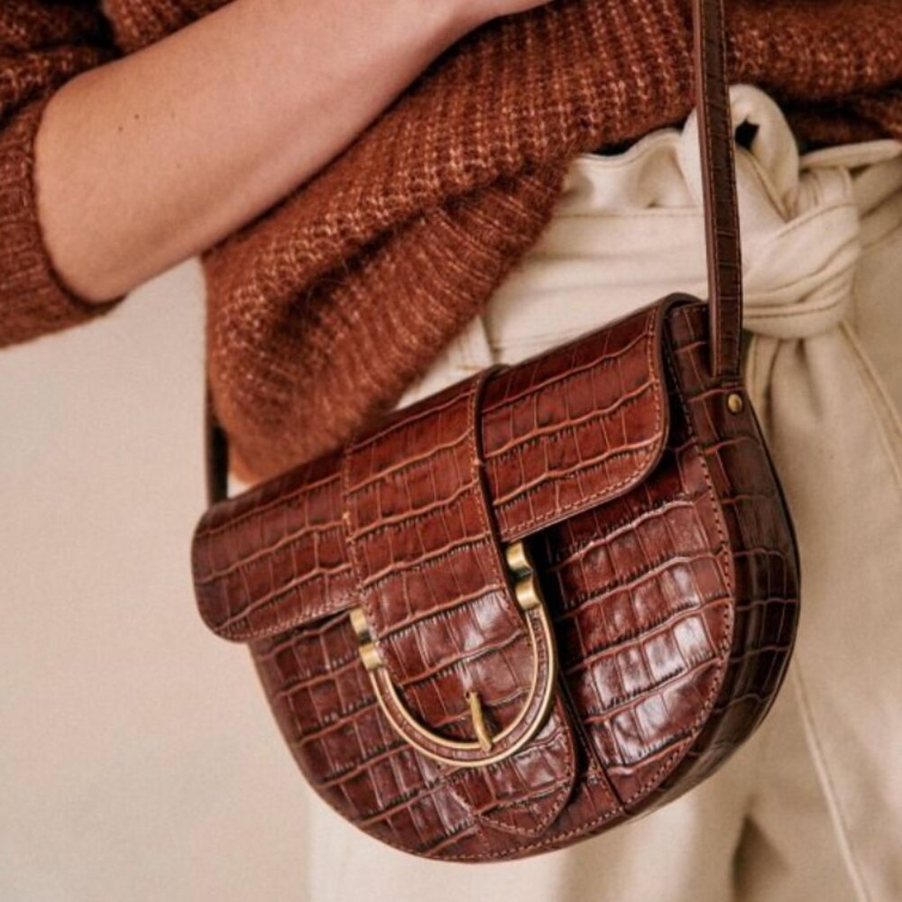 Sézane T. Bag Bordeaux Bimaterial Leather